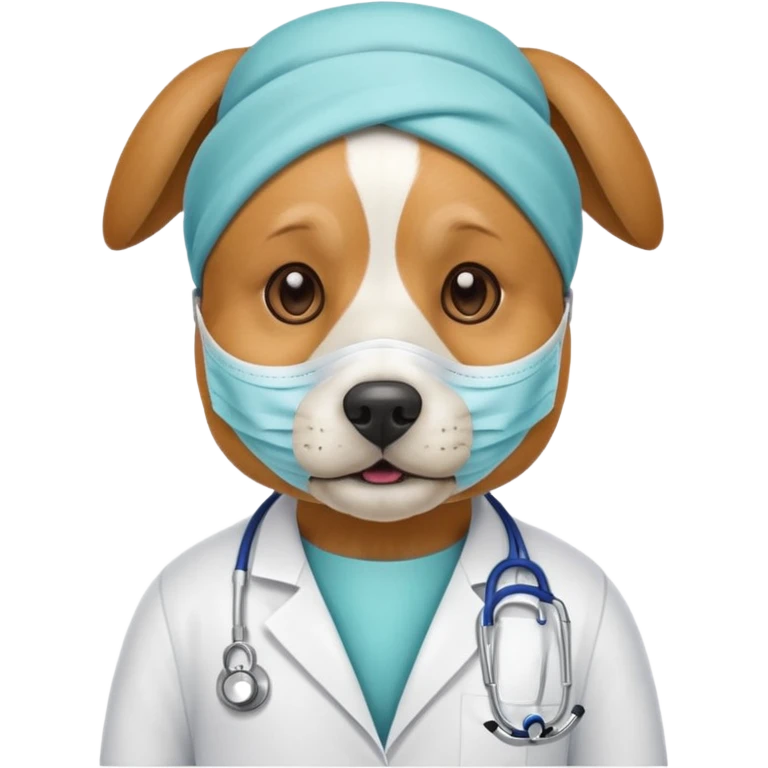 doctor dog wearing medical mask emoji
