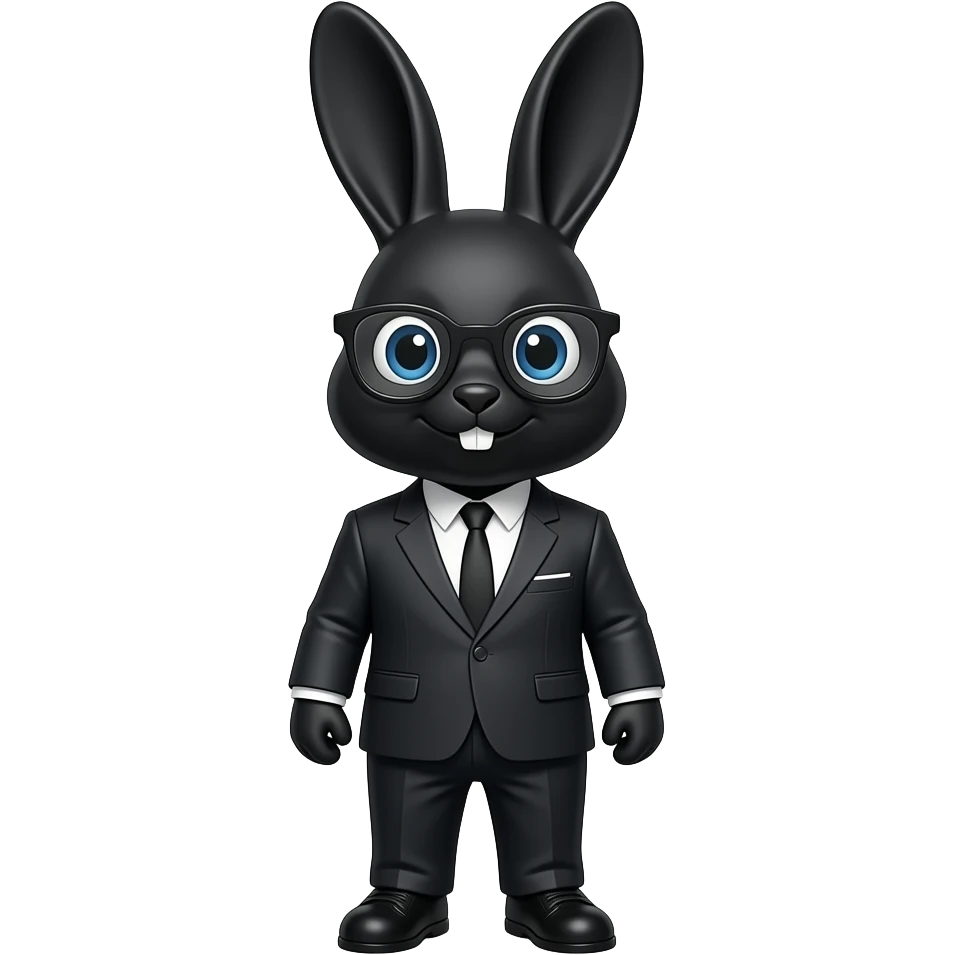 black bunny w/ glasses in suit emoji