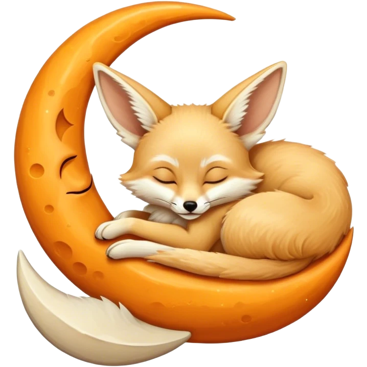 fennec sleeping on a moon sickle  emoji