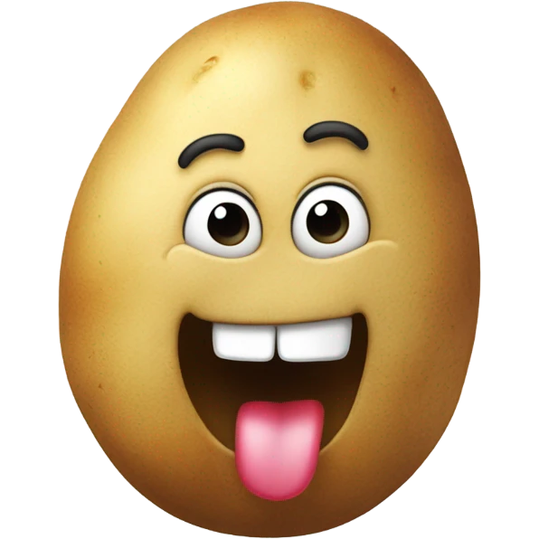 Funny potato head with tongue out emoji