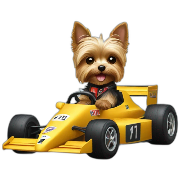 yorkie driving f1 car emoji