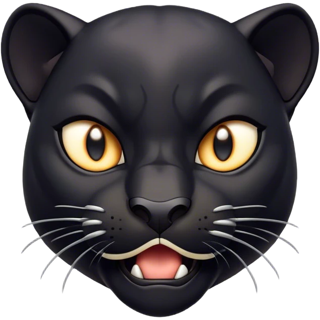 Cinematic Comical Panther Portrait Emoji, Head tilted dramatically with an exaggeratedly shocked expression, featuring a sleek, muscular body with wide, comically expressive eyes full of humorous disbelief, Simplified yet hilariously expressive features, highly detailed, glowing with a slightly sassy dark glow, high shine, dramatic yet playful, stylized with an air of quirky feline attitude, soft glowing outline, capturing the essence of a meme-worthy panther that looks ready to side-eye its way into viral fame! emoji