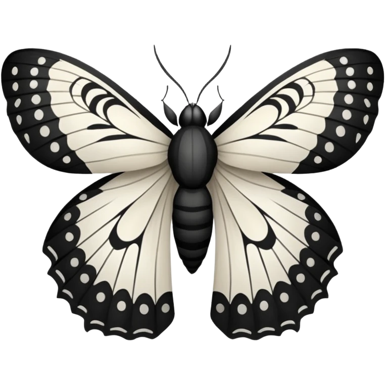 white and black moth with wings open emoji