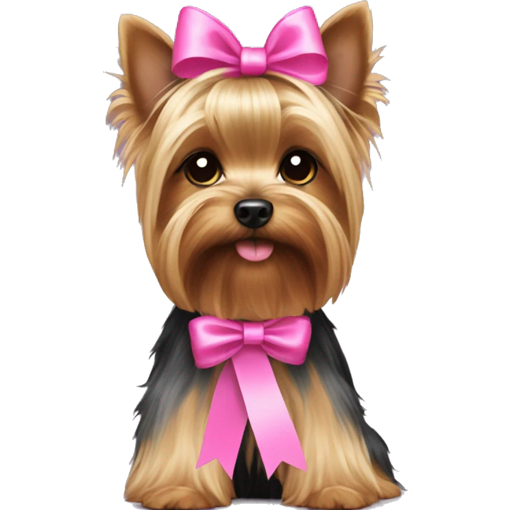 dog yorkie with a pink ribbon emoji