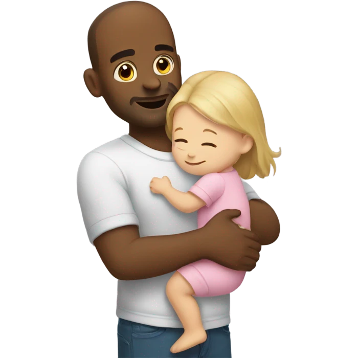 White Dad hugging baby girl emoji
