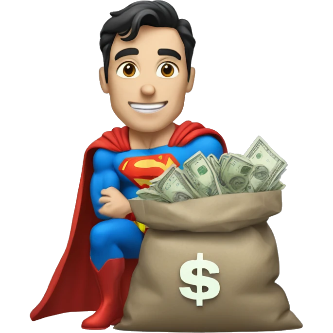 Superman with bag of money emoji
