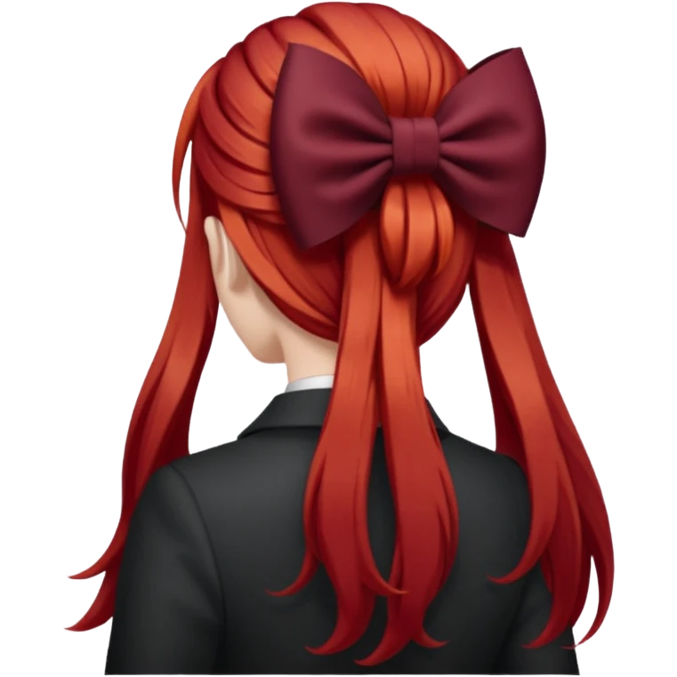 red long hairs with burgundy bow from the back emoji