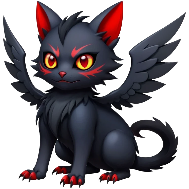 Vampiric feral futuristic gothic emo dark Litten-Noibat-Fakémon-hybrid-creature (full body) emoji