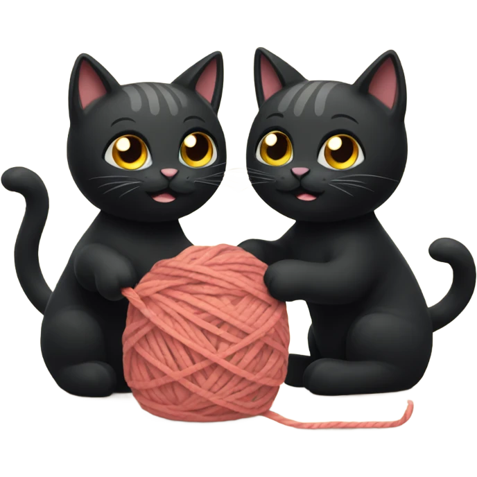 Two black cats playing with yarn emoji
