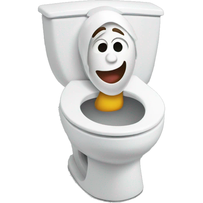 a talking head that rotates on itself while emerging from a toilet bowl emoji