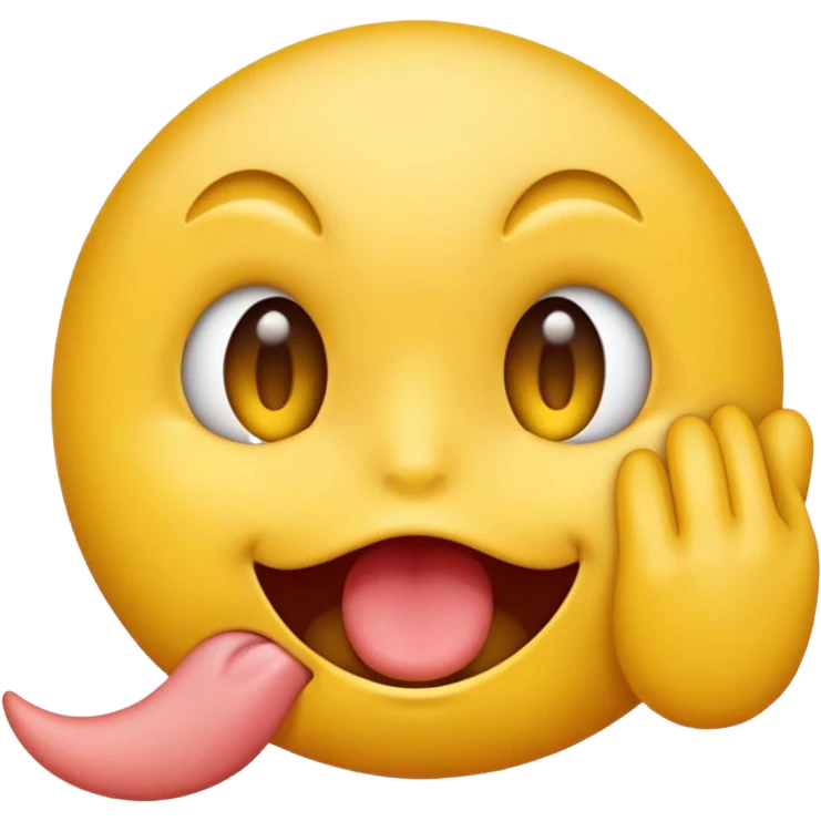Regular yellow emoji but one eye is twitching and it’s biting its tongue  emoji