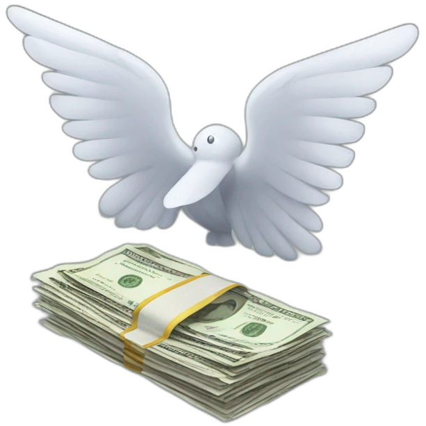 A wad of bills with wings emoji