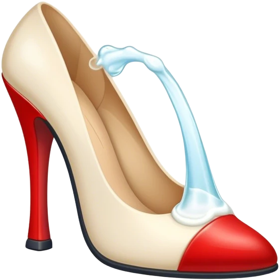a red heel with a white liquid in emoji