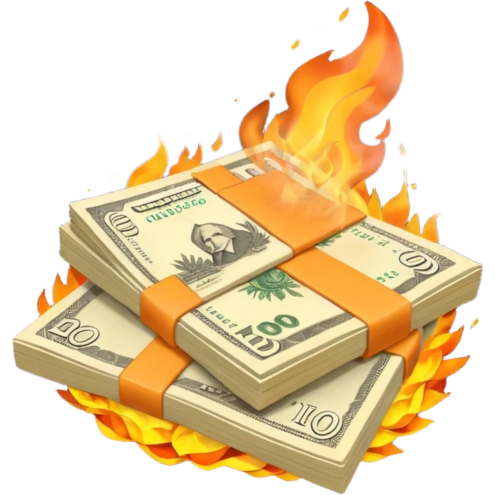 fiery exploding stack of russian ruble notes emoji
