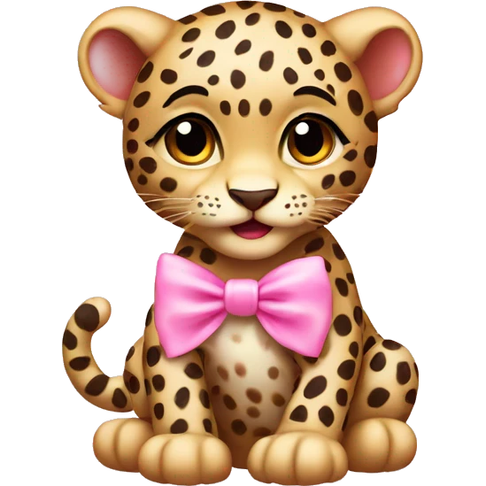 A baby leopard with a pink bow￼ emoji