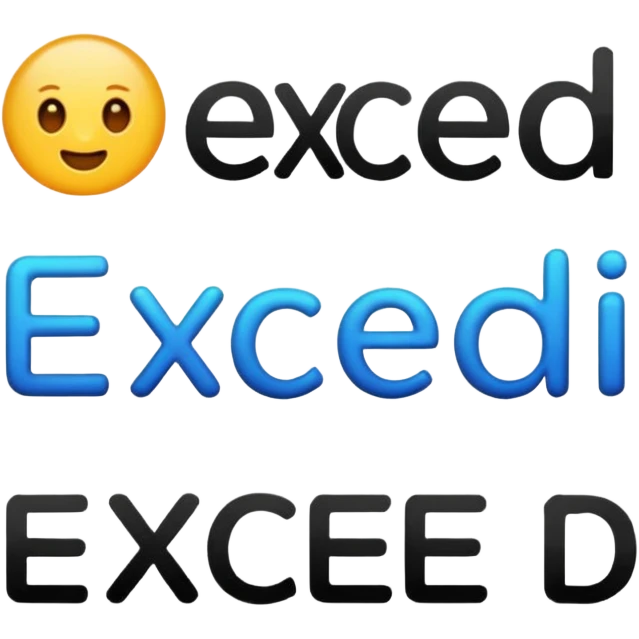 the word exceed, with all letters visible and in correct order emoji