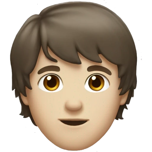 White boy dark brown hair with bangs brown eyes emoji