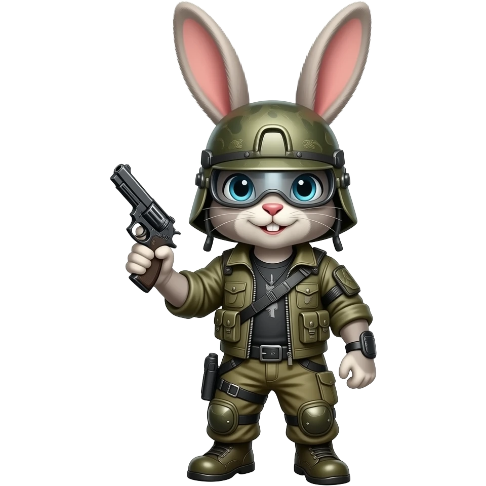Rambo bunny with gun emoji