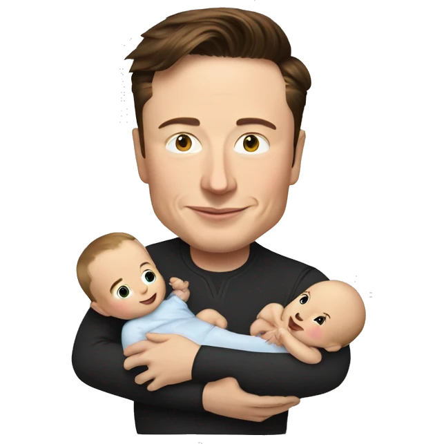 elon musk holding baby very tightly emoji