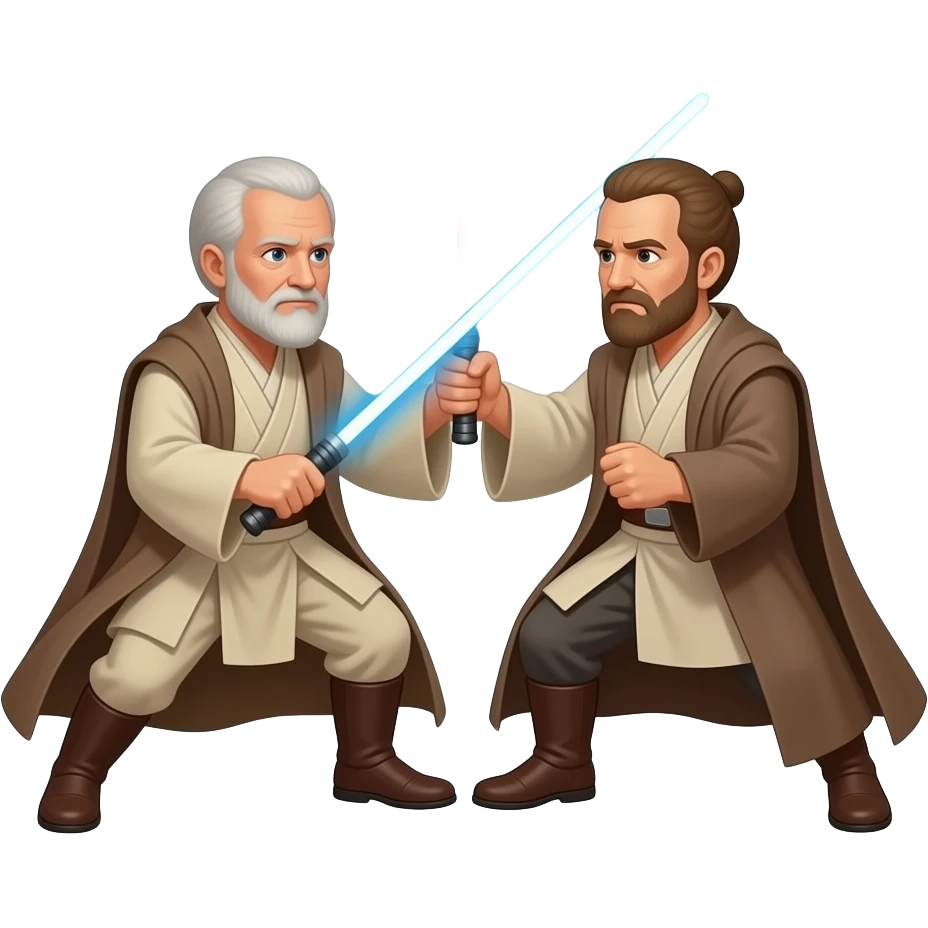 give obi wan a blue lightsaber and make his blade clash with the red lightsaber emoji