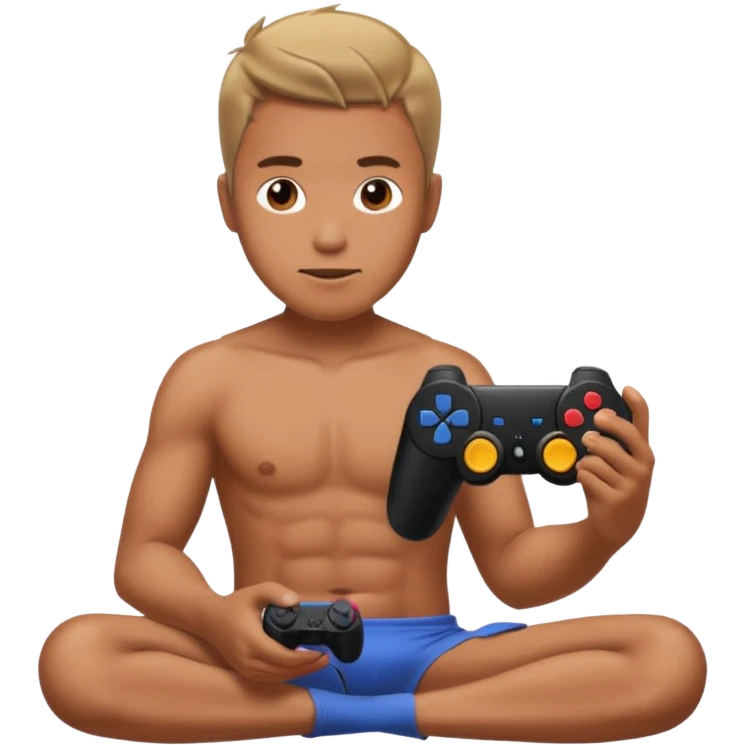 Hombre sin camisa  jugamos playstation emoji