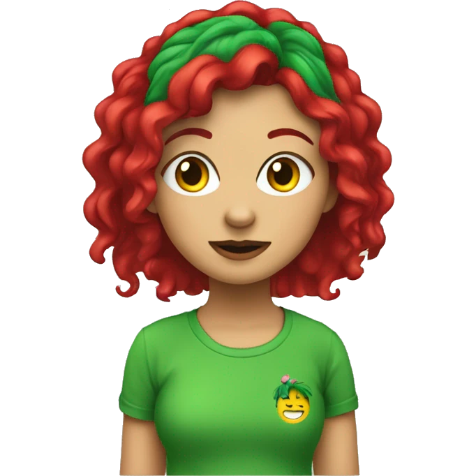 Mädchen mit grünen Haaren und rotem T-Shirt emoji