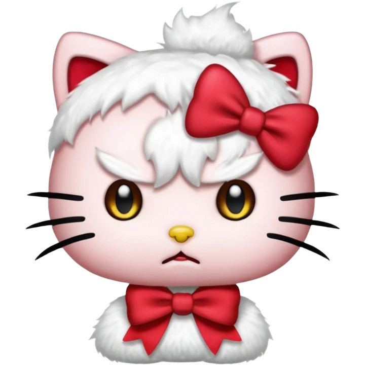 hello kitty frowning, steam coming from head, angry expression emoji