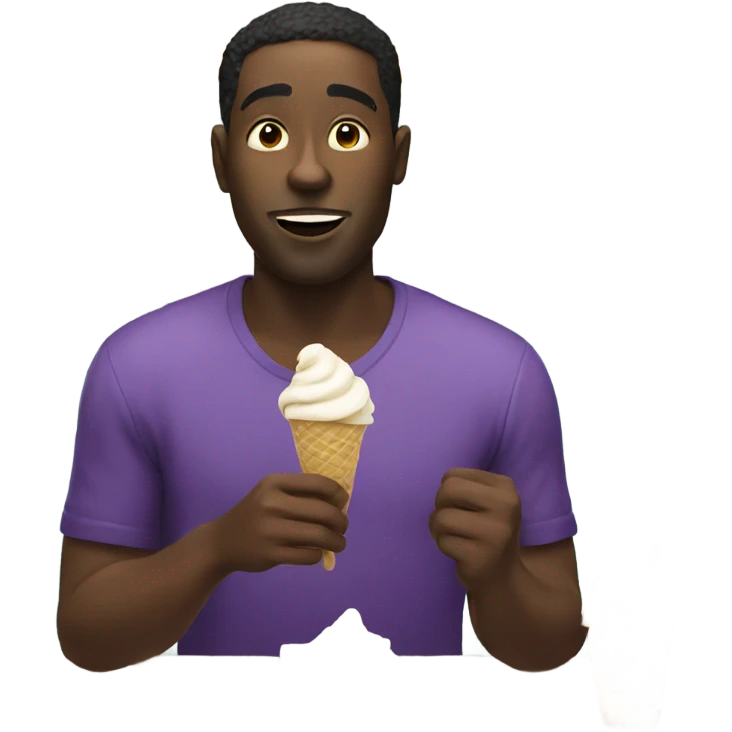 Black Man eating ice cream emoji