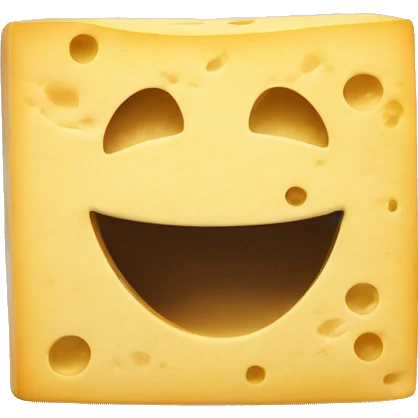a smiley face with the tough out on a fetta cheese block emoji