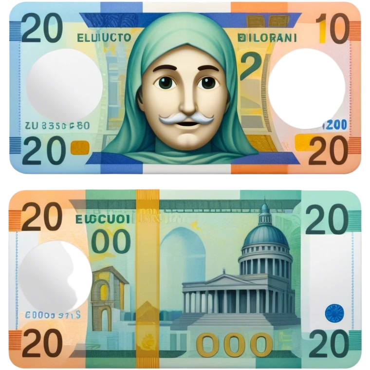 20 euros billet without a face in the middle emoji