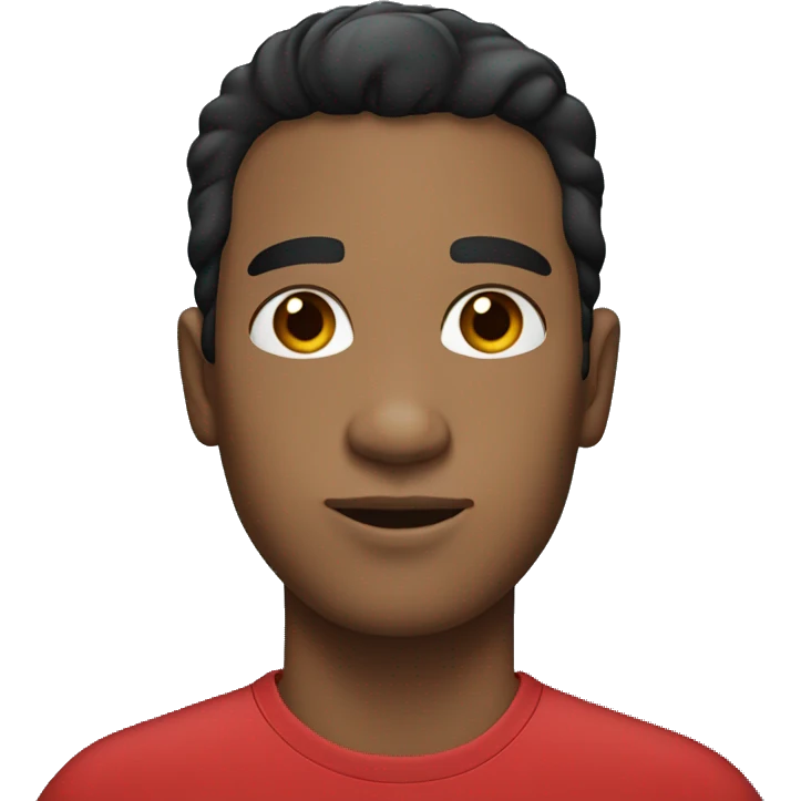 Guy with red t-shirt, black hair, light skin, blue eyes emoji