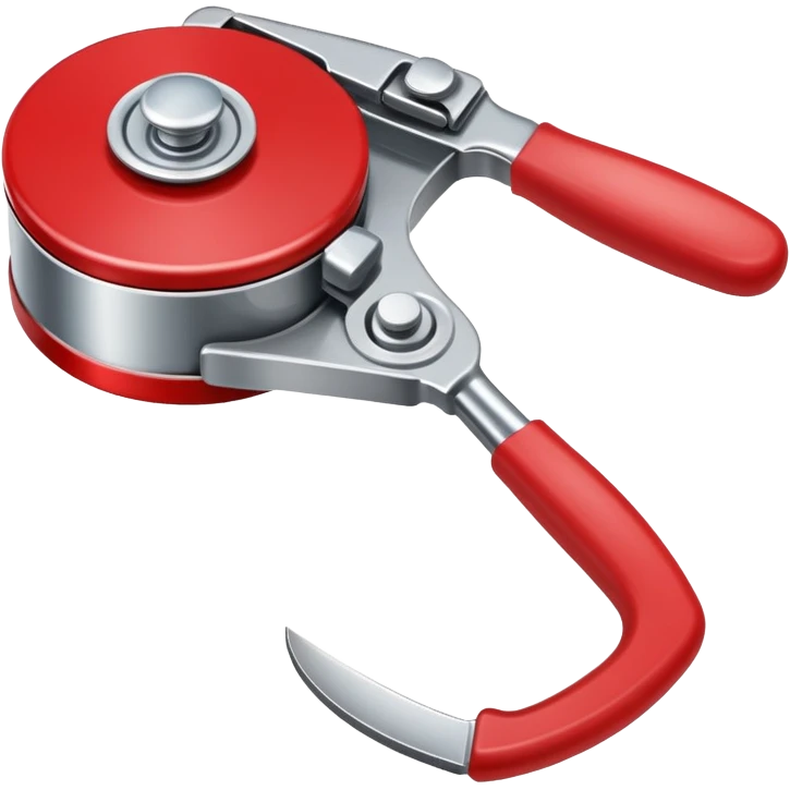 kitchen can opener tool with red handle and metal cutting wheel emoji