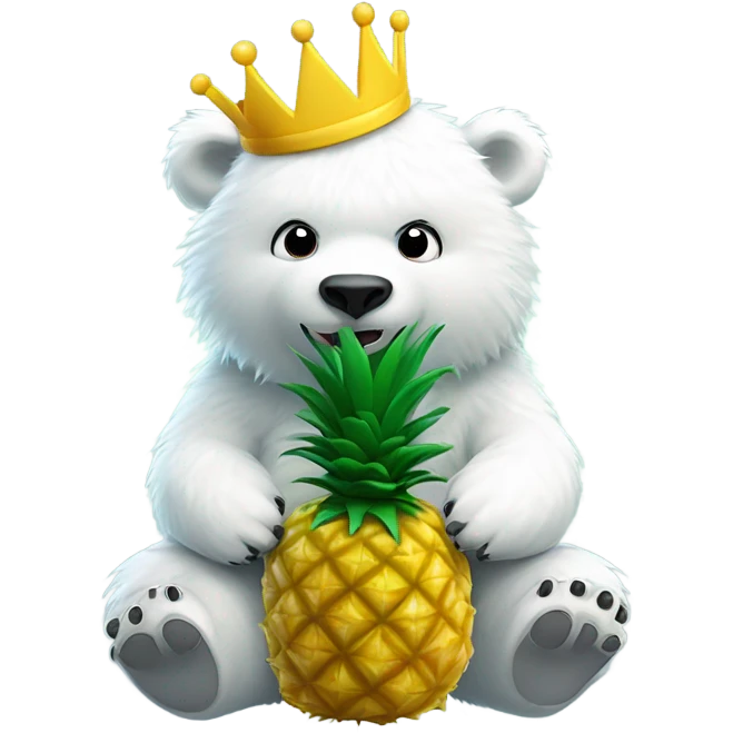 Polar bear holding a pineapple emoji