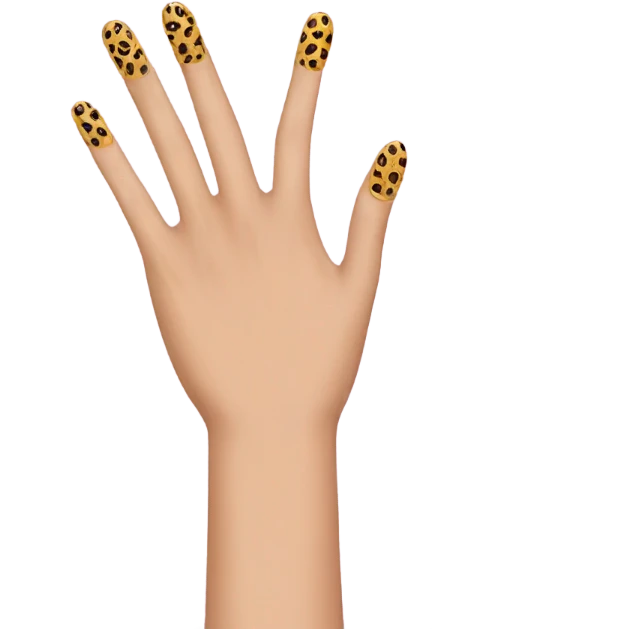 A hand with cheetah nails emoji