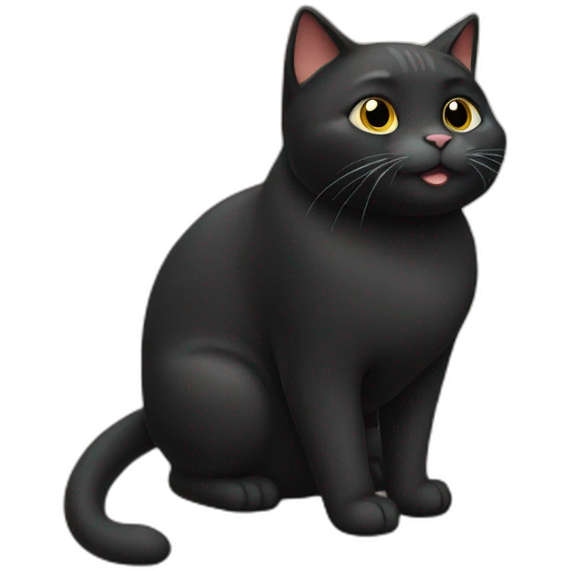 happy black fat cat emoji
