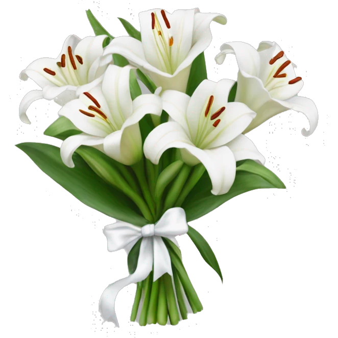 A bouquet of lillies with a white little bow￼ emoji