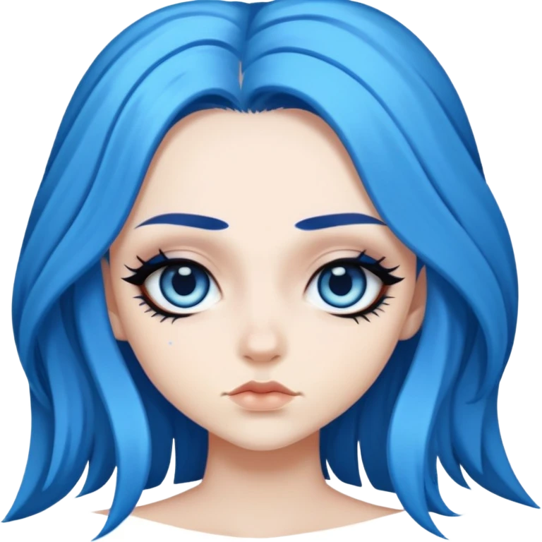 pretty long and blue hair baddie with eyeliner  emoji