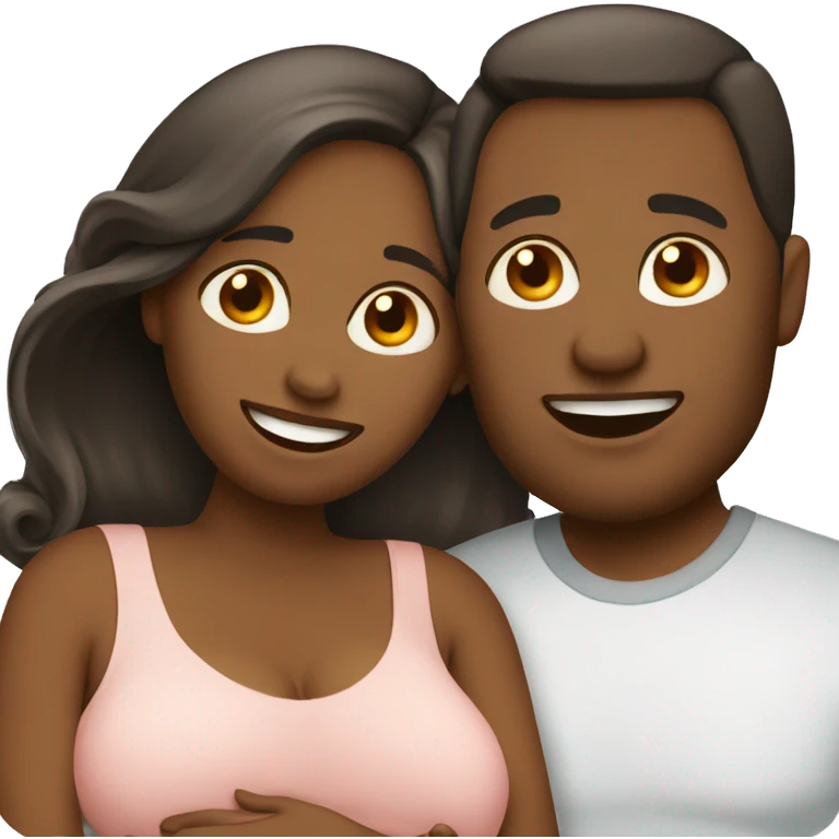 A pregnant woman with her husband  emoji
