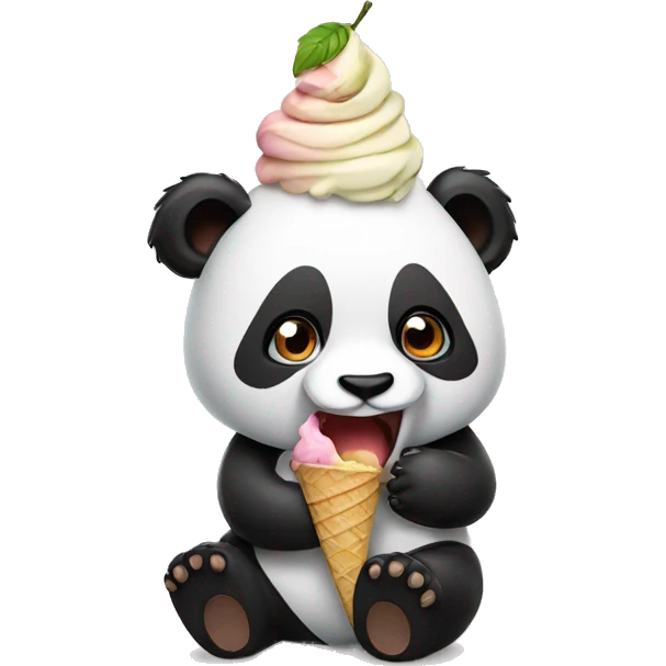 Panda eating ice cream emoji