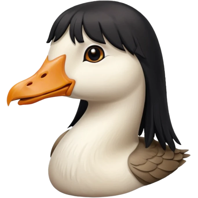 goose with long black hair and bangs emoji