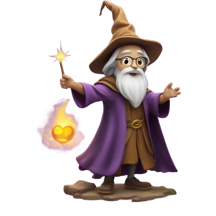 Wizard casts a spell, resulting in hearts emoji
