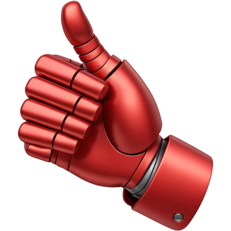 robot hand closed fist but the thumb is up and make the color of the robot  in the shade red emoji