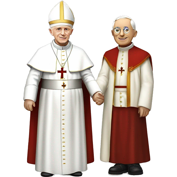 Pope John Paul holding hands with pope Benedict  emoji