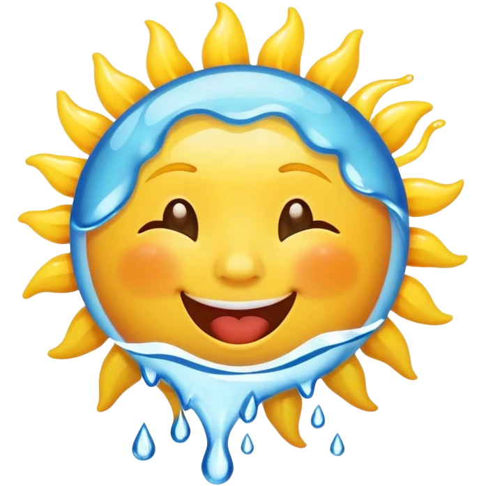 Smiling sun drooling with water coming out of mouth emoji