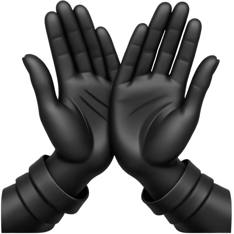 Minimal emoji, abstract praying hands simplified into solid black metal forms, subtle sacred reference, fashion avant-garde minimalism, no details, no glow, no neon, flat emoji style, centered, transparent background emoji