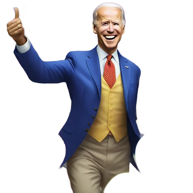 Biden having fun at a clown party dancing with clowns emoji