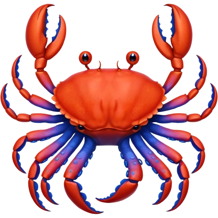 a red crab with two claws and a blue octopus are friends emoji