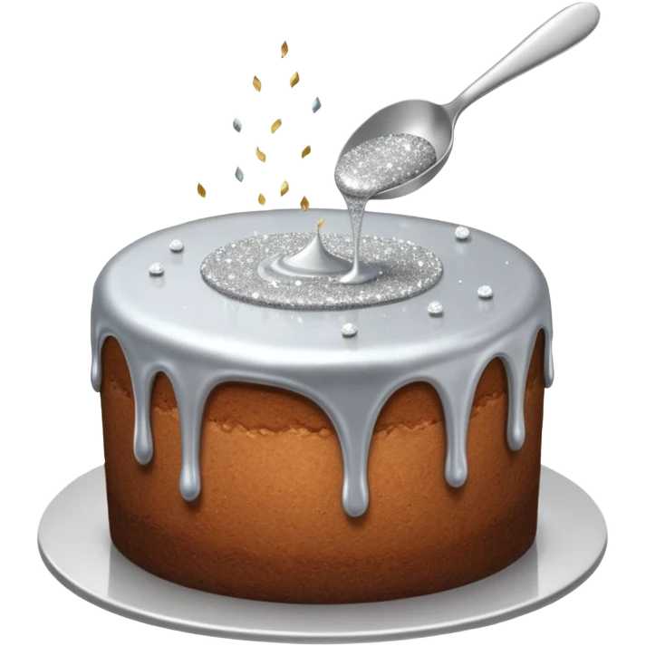 silver glitter being poured onto a cake with spoon  emoji