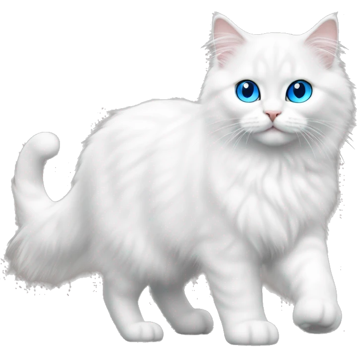 White siberian cat whit blue eyes kitten walking  emoji