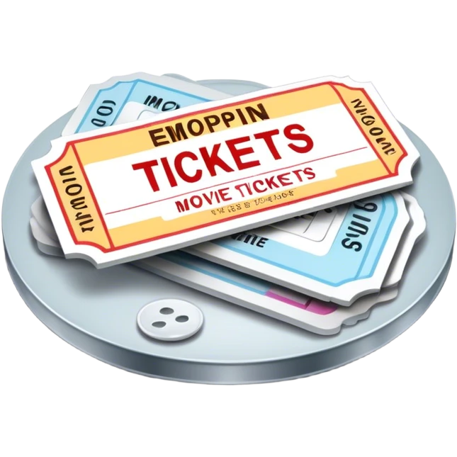 Movie tickets, streaming buttons, DVD discs  emoji